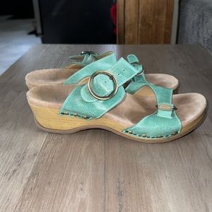 Dansko Teal Sandals with Buckle Accents